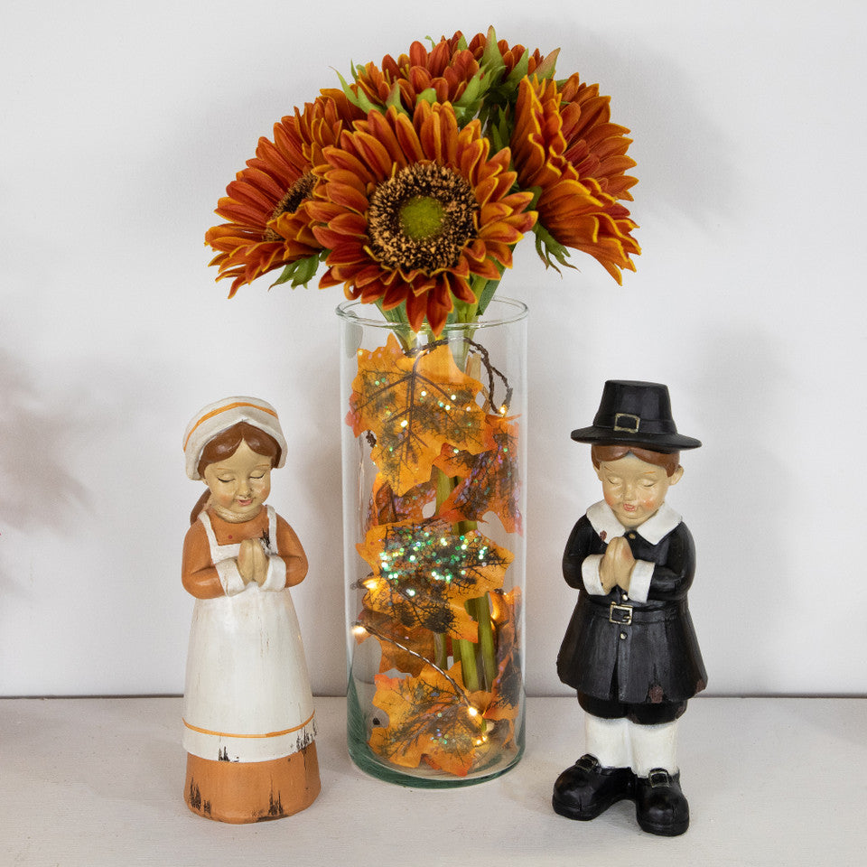 Brown Wire Maple Leaves LED Micro Lights 4-Foot Fall Harvest Fairy Light Set (10 Bulbs)