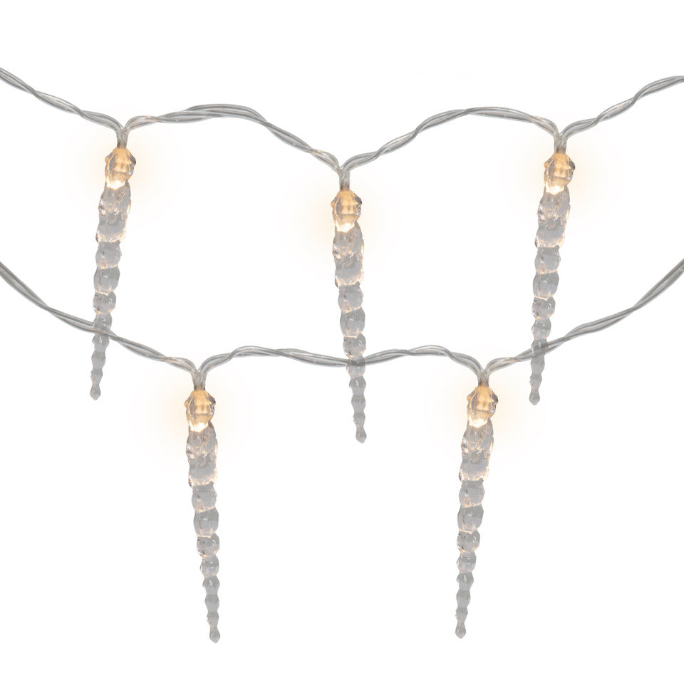 Warm White Christmas String Lights with 6" Spacing on Clear Wire