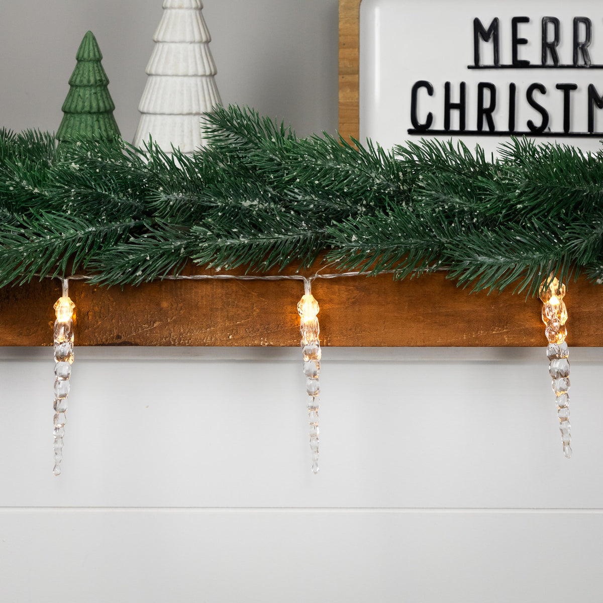 Warm White Christmas String Lights with 6&quot; Spacing on Clear Wire