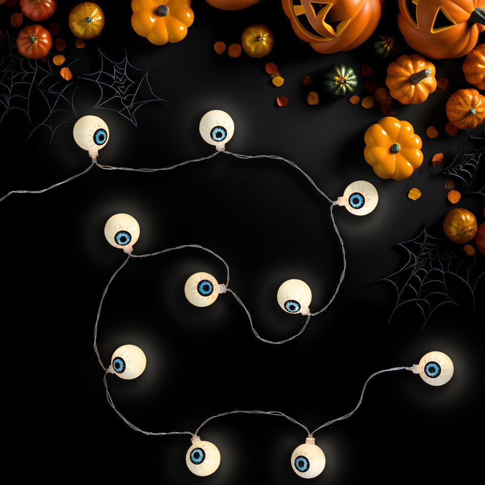LED Bloodshot Eyeball Halloween String Lights (10-Count)