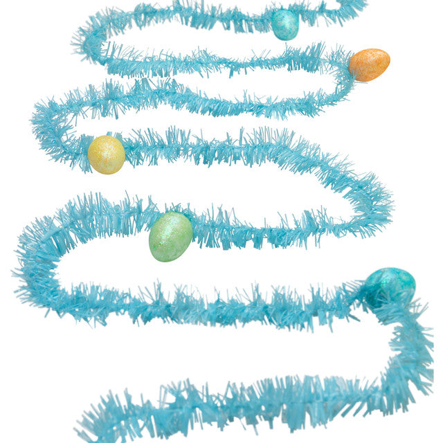 25' Blue Tinsel Garland with Easter Eggs