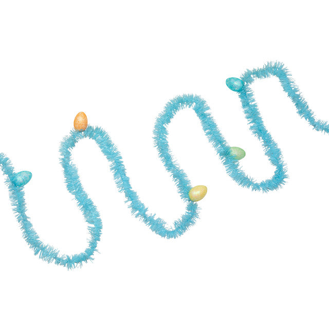 25&#39; Blue Tinsel Garland with Easter Eggs