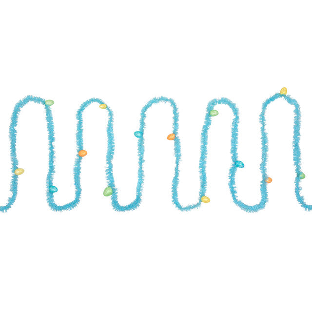 25' Blue Tinsel Garland with Easter Eggs