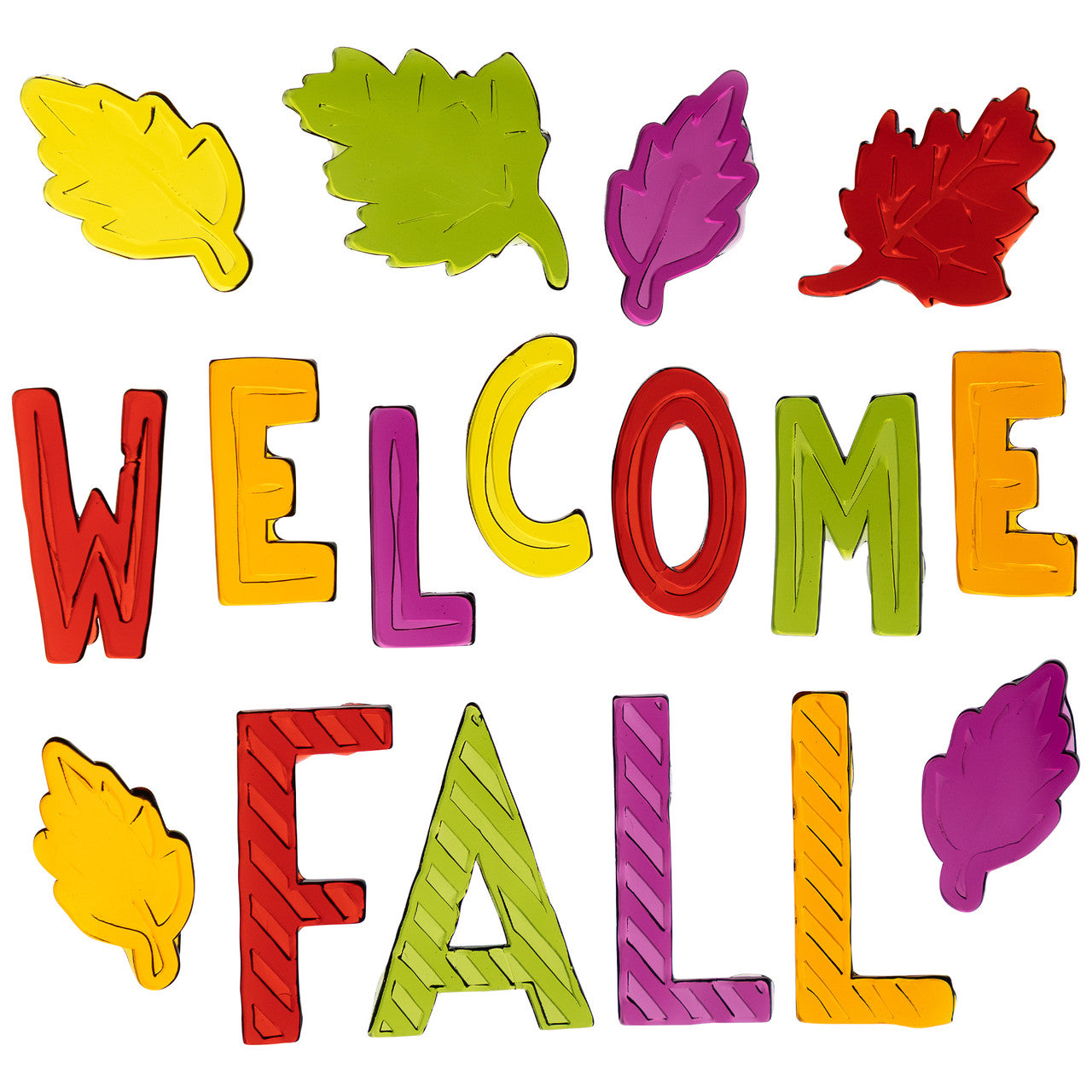 Welcome Fall Reusable Fall Thanksgiving Gel Window Clings (17 Piece Set)