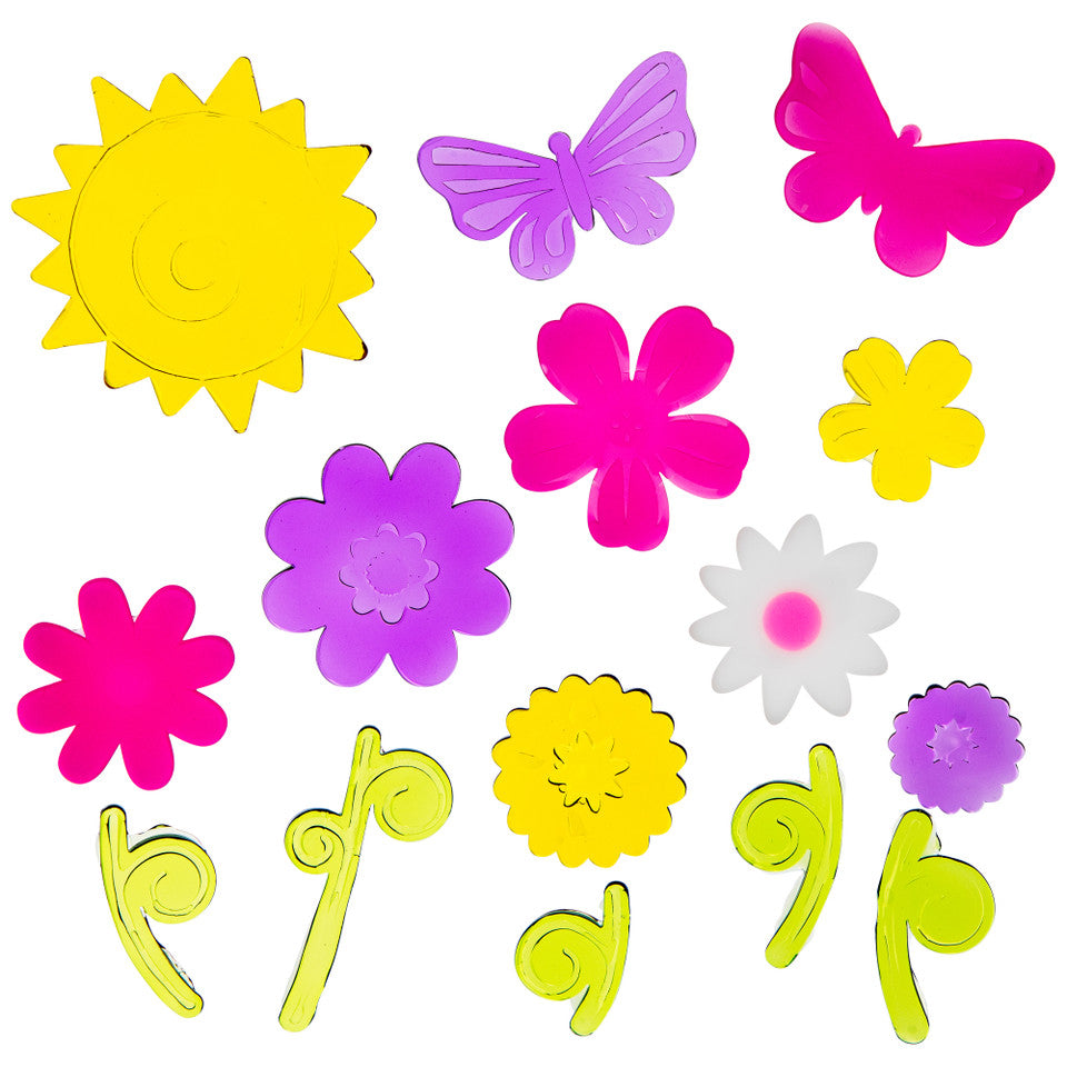 Flowers and Butterflies Spring Gel Window Clings 15pc Multicolor Set