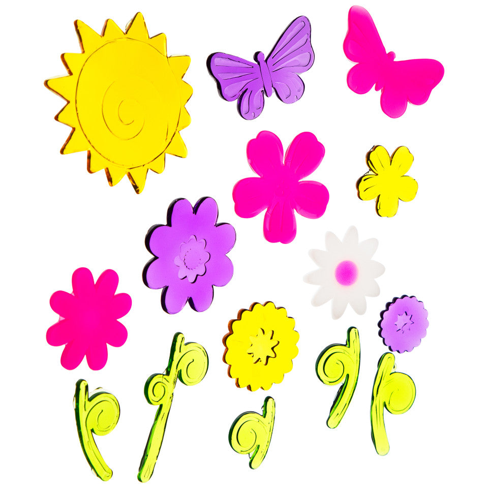 Flowers and Butterflies Spring Gel Window Clings 15pc Multicolor Set