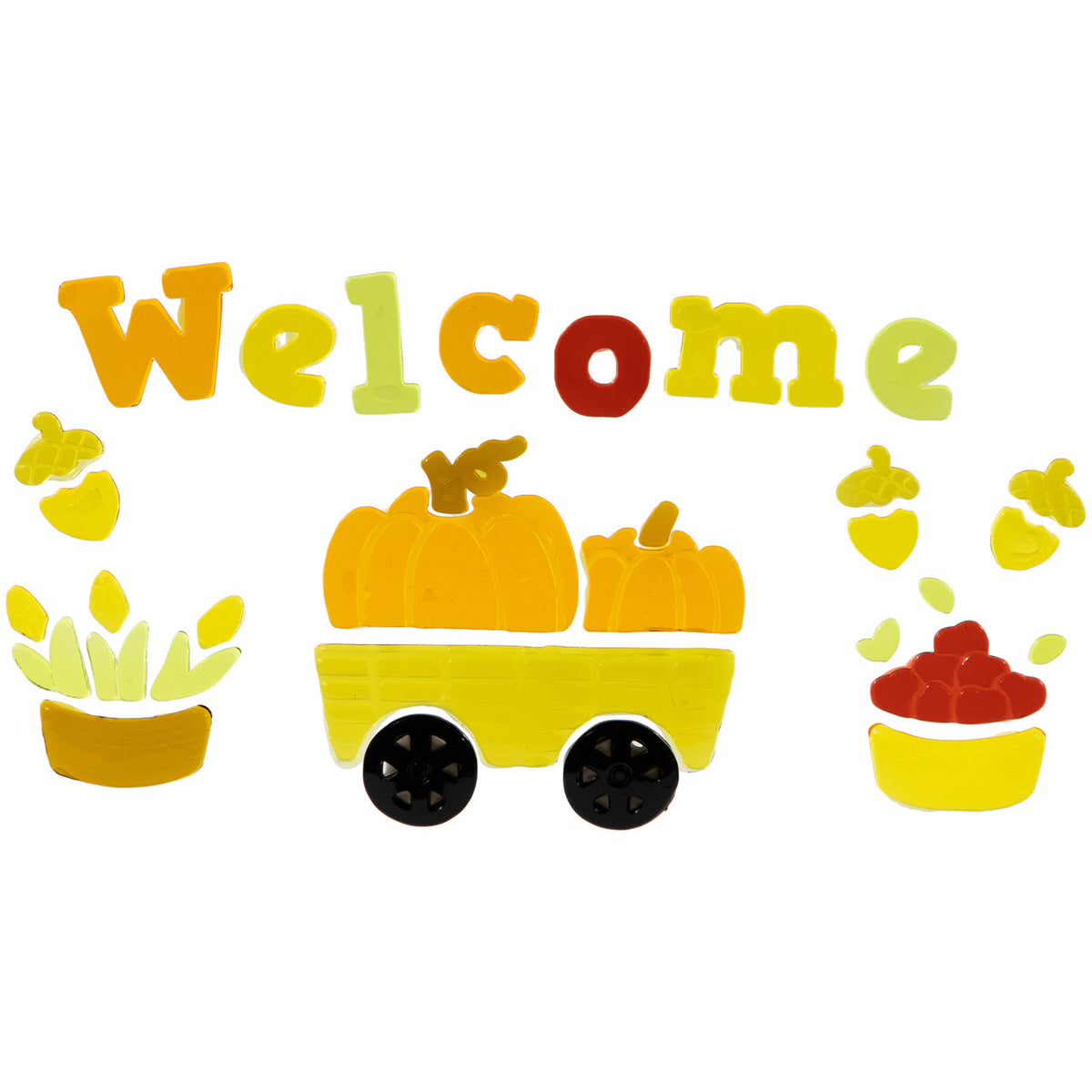 Reusable Autumn Decoration Set of 4 Double-Sided Fall Harvest Gel Window Clings