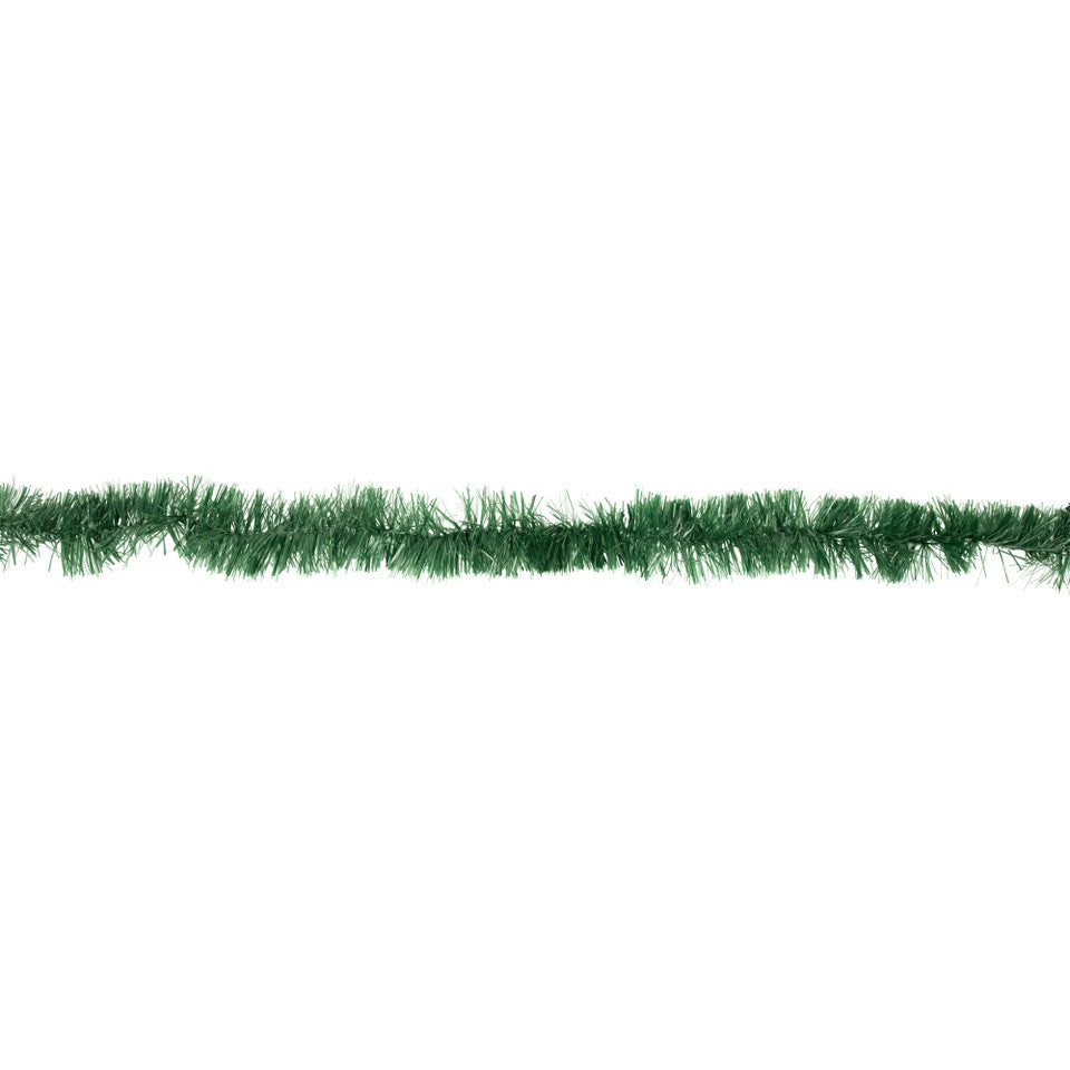 Green Foil Tinsel Christmas Garland – 50&#39; x 2.5&quot; Unlit, Heavy Duty Commercial Grade Decoration