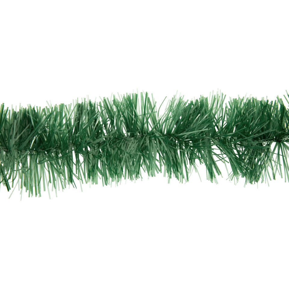 Green Foil Tinsel Christmas Garland – 50&#39; x 2.5&quot; Unlit, Heavy Duty Commercial Grade Decoration