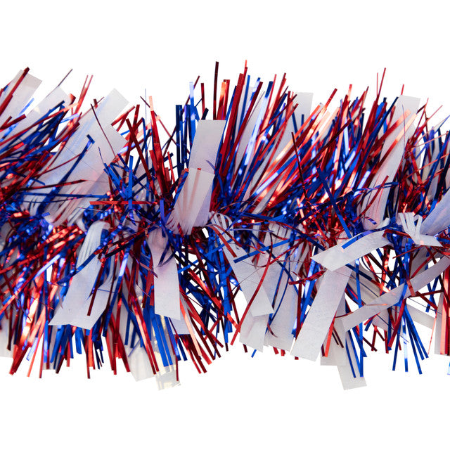 12&#39; Patriotic Tinsel Garland Red White Blue