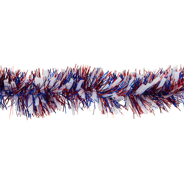 12' Patriotic Tinsel Garland Red White Blue