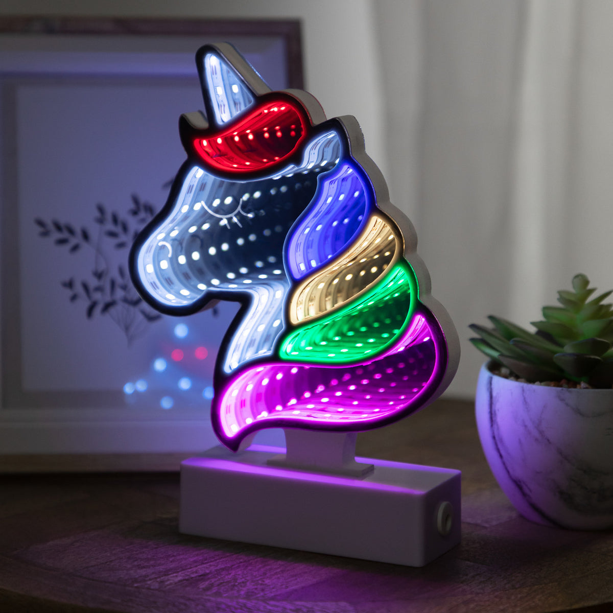 3D Unicorn Design Magical LED Infinity Mirror