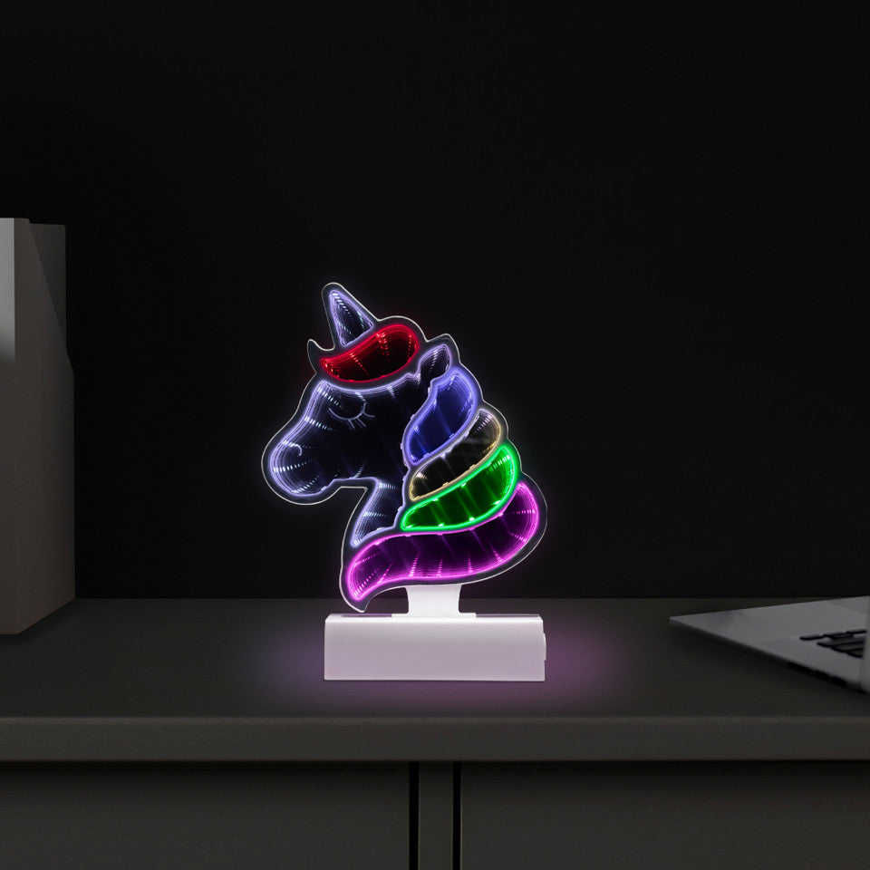 3D Unicorn Design Magical LED Infinity Mirror