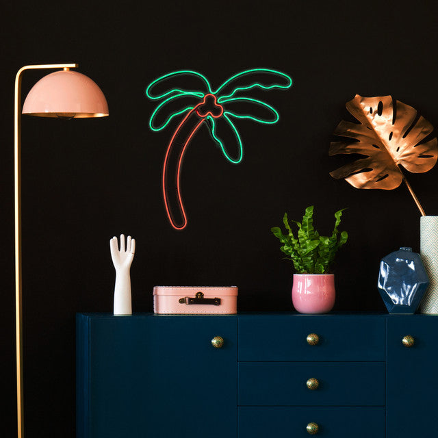 LED Neon Style Palm Tree 24.5&quot; Wall Decoration