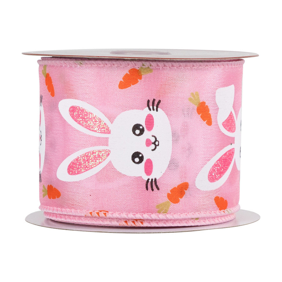 Easter Bunny Rabbit Wired Spring Craft Ribbon 2.5" x 10 Yards