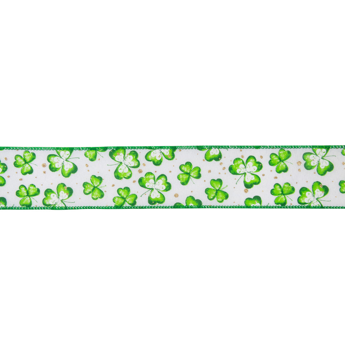 St Patricks Day Shamrock Wired Spring Craft Ribbon 2.5&quot; x 10 Yards