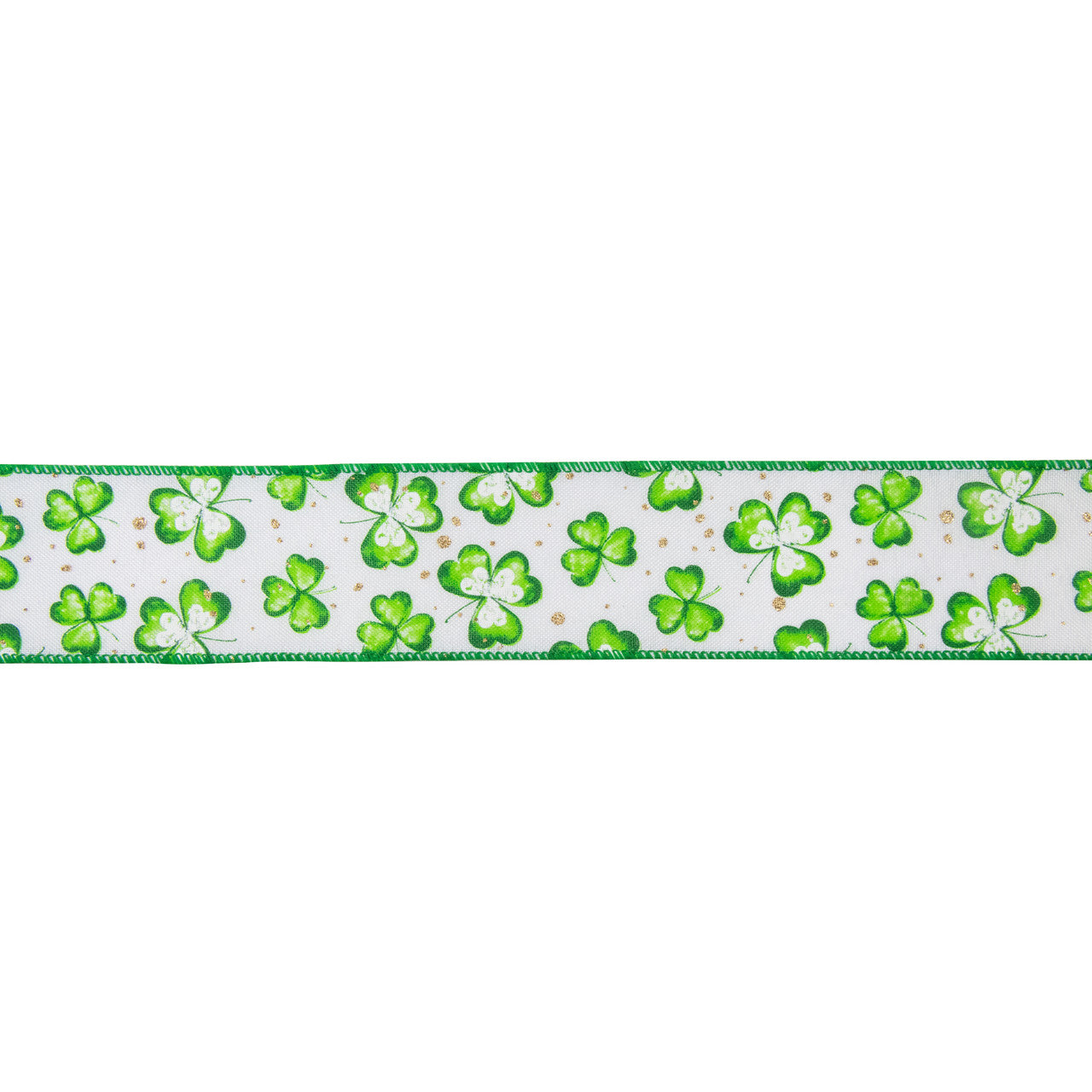 St Patricks Day Shamrock Wired Spring Craft Ribbon 2.5" x 10 Yards