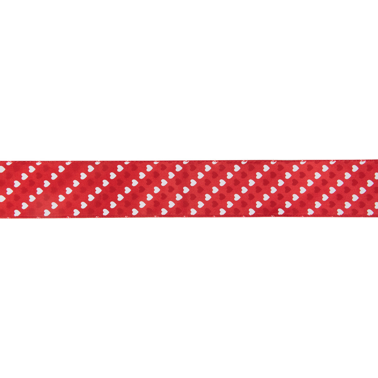 Diagonal Hearts Wired Craft Ribbon Red White 2.5" x 10 Yards for Valentine's Day Decoration