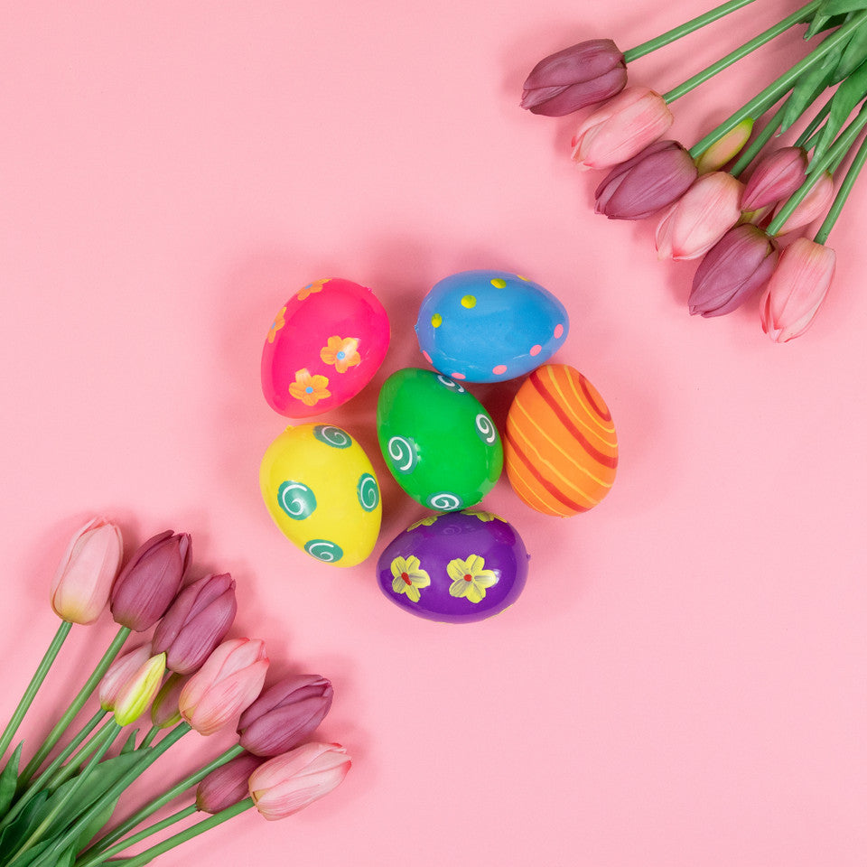 Pack of 6 Vibrantly Colored Springtime Easter Eggs