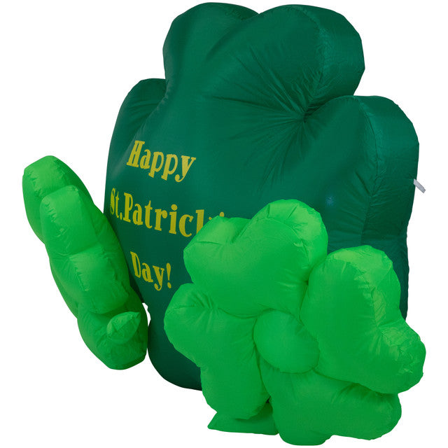 Inflatable Happy St. Patrick&#39;s Day 60&quot; LED Lighted Triple Shamrock Outdoor Decoration