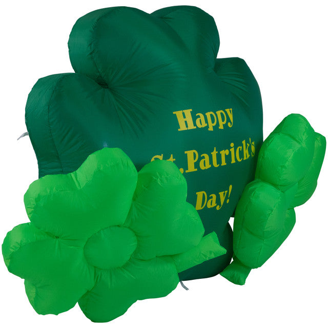 Inflatable Happy St. Patrick&#39;s Day 60&quot; LED Lighted Triple Shamrock Outdoor Decoration