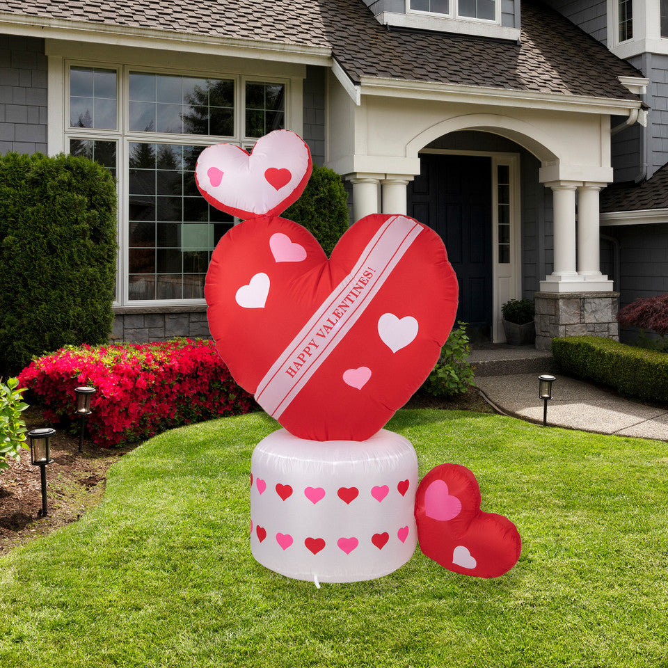 LED Lighted Inflatable Rotating Heart 5Ft for Valentine's Day Outdoor Decoration