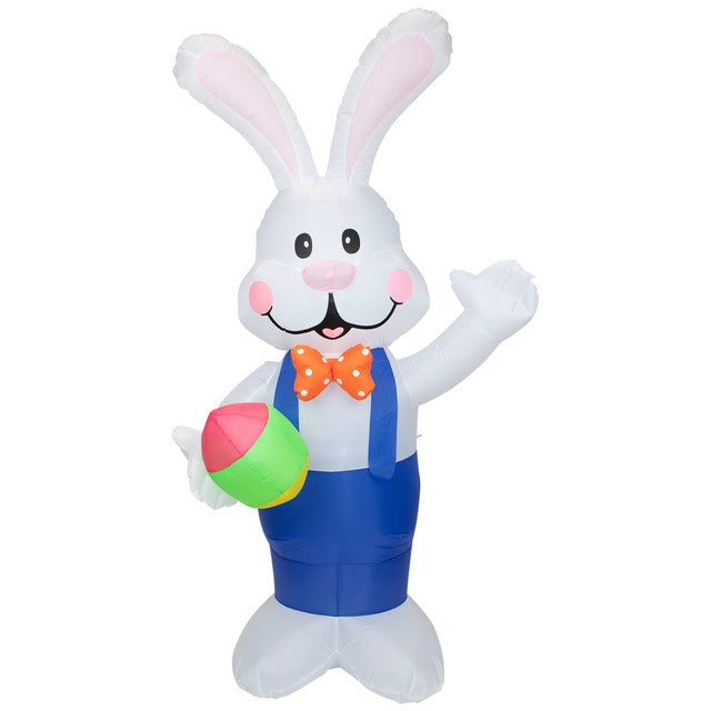 7ft Inflatable Lighted Standing Easter Bunny with Egg Outdoor Decoration