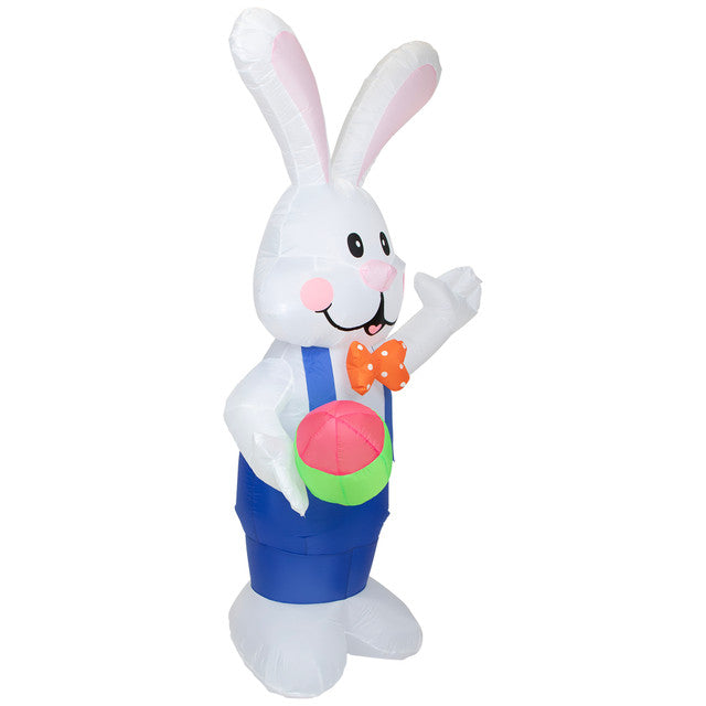 7ft Inflatable Lighted Standing Easter Bunny with Egg Outdoor Decoration