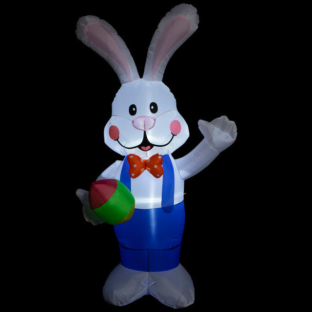 7ft Inflatable Lighted Standing Easter Bunny with Egg Outdoor Decoration