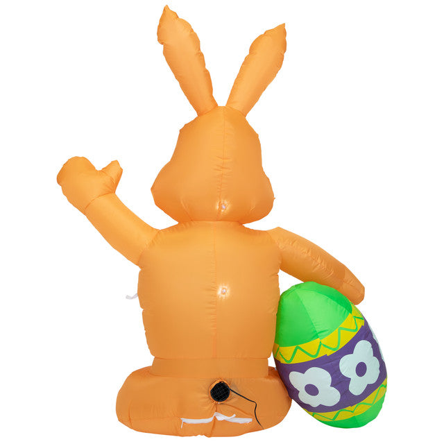 LED Lighted Easter Bunny Inflatable with Egg Outdoor Decor 4&#39;