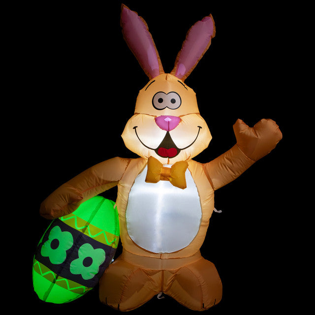 LED Lighted Easter Bunny Inflatable with Egg Outdoor Decor 4&#39;