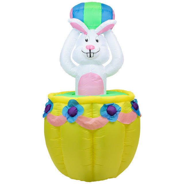 Lighted Inflatable Easter Bunny Basket 5.5&#39;  for Outdoor Decoration