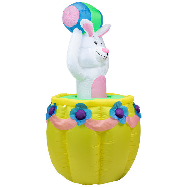 Lighted Inflatable Easter Bunny Basket 5.5&#39;  for Outdoor Decoration