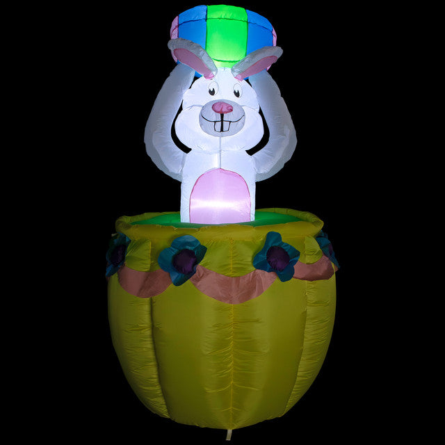 Lighted Inflatable Easter Bunny Basket 5.5&#39;  for Outdoor Decoration