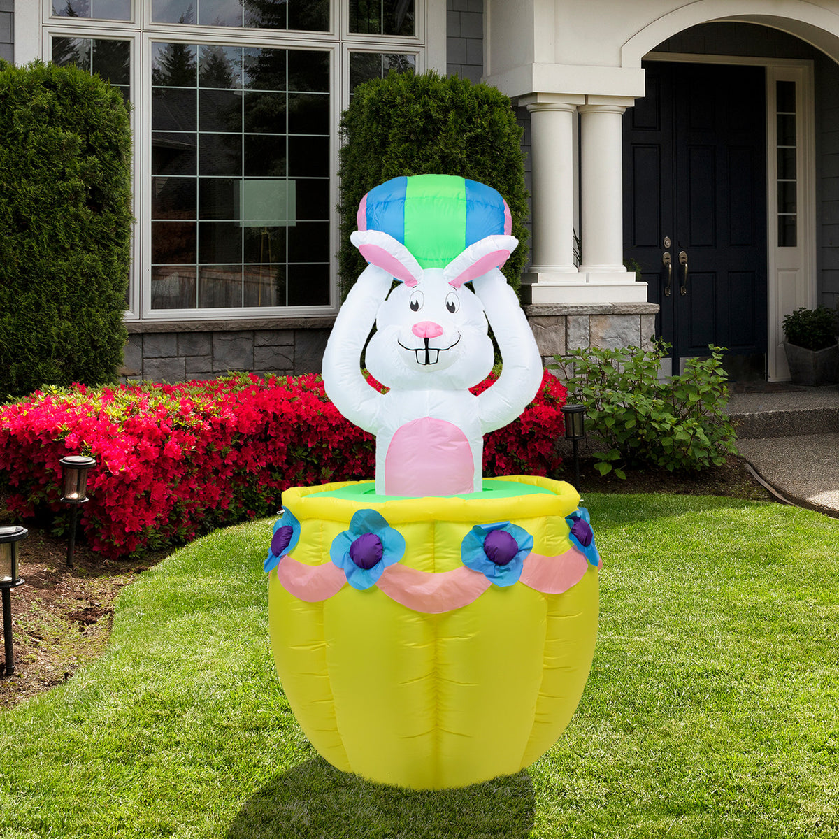 Lighted Inflatable Easter Bunny Basket 5.5&#39;  for Outdoor Decoration