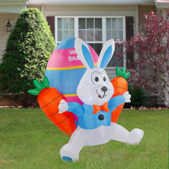 Inflatable Easter Bunny with Carrots and Lights 4 Feet