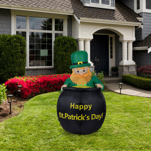 Lighted Leprechaun Yard Decoration 4&#39; for St. Patrick&#39;s Day