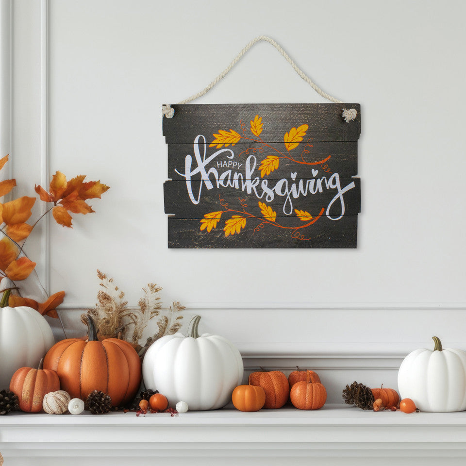 Happy Thanksgiving Wooden Hanging Decor for Autumn Holiday Celebration