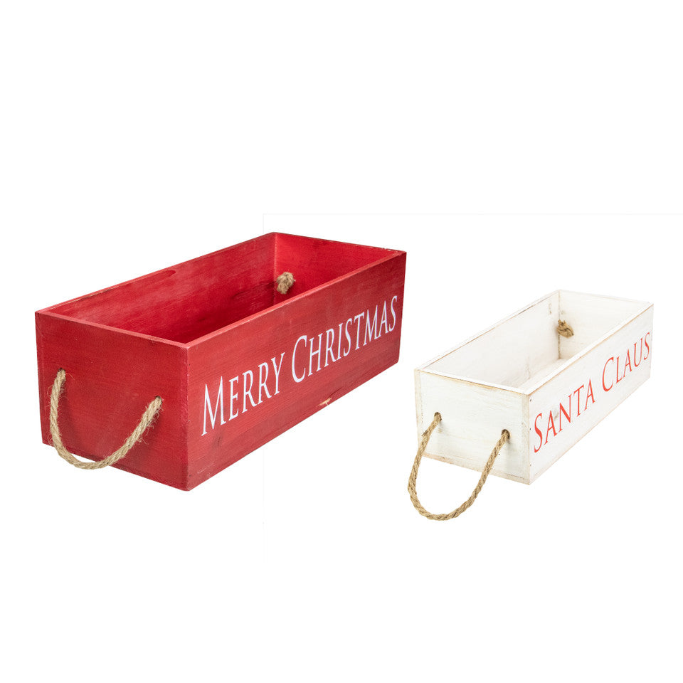 Wooden Organizer Christmas Boxes Set of 2 (Red and White)