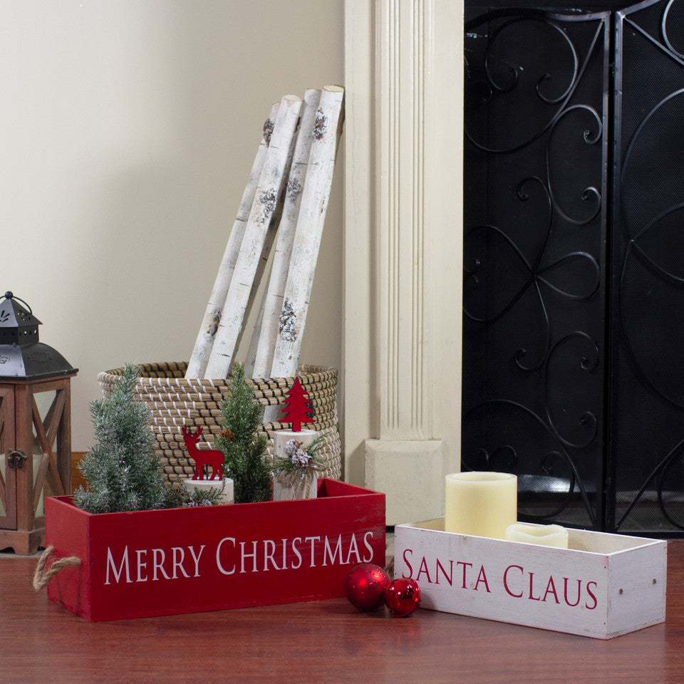 Wooden Organizer Christmas Boxes Set of 2 (Red and White)