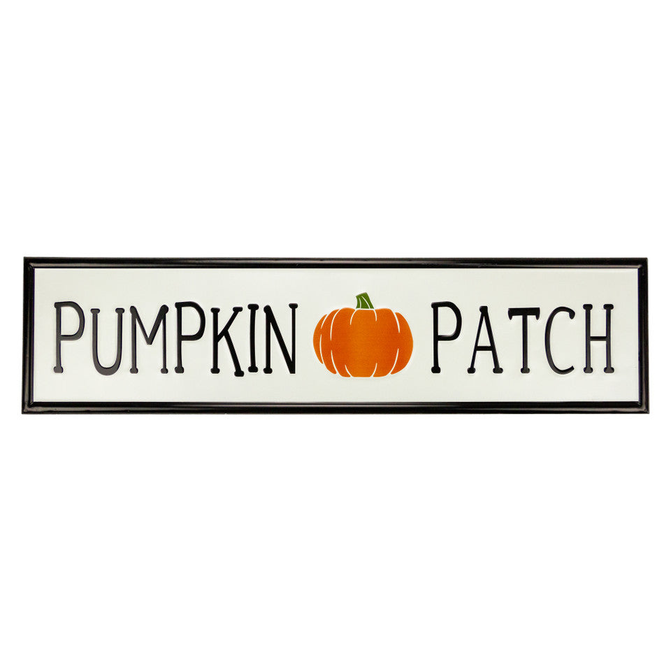 Rustic Metal Fall Wall Decor 31.5&quot; Embossed Pumpkin Patch Harvest Sign