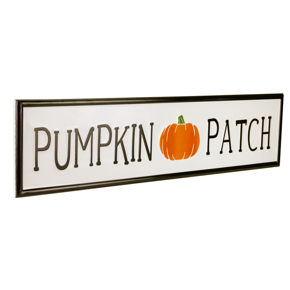 Rustic Metal Fall Wall Decor 31.5&quot; Embossed Pumpkin Patch Harvest Sign