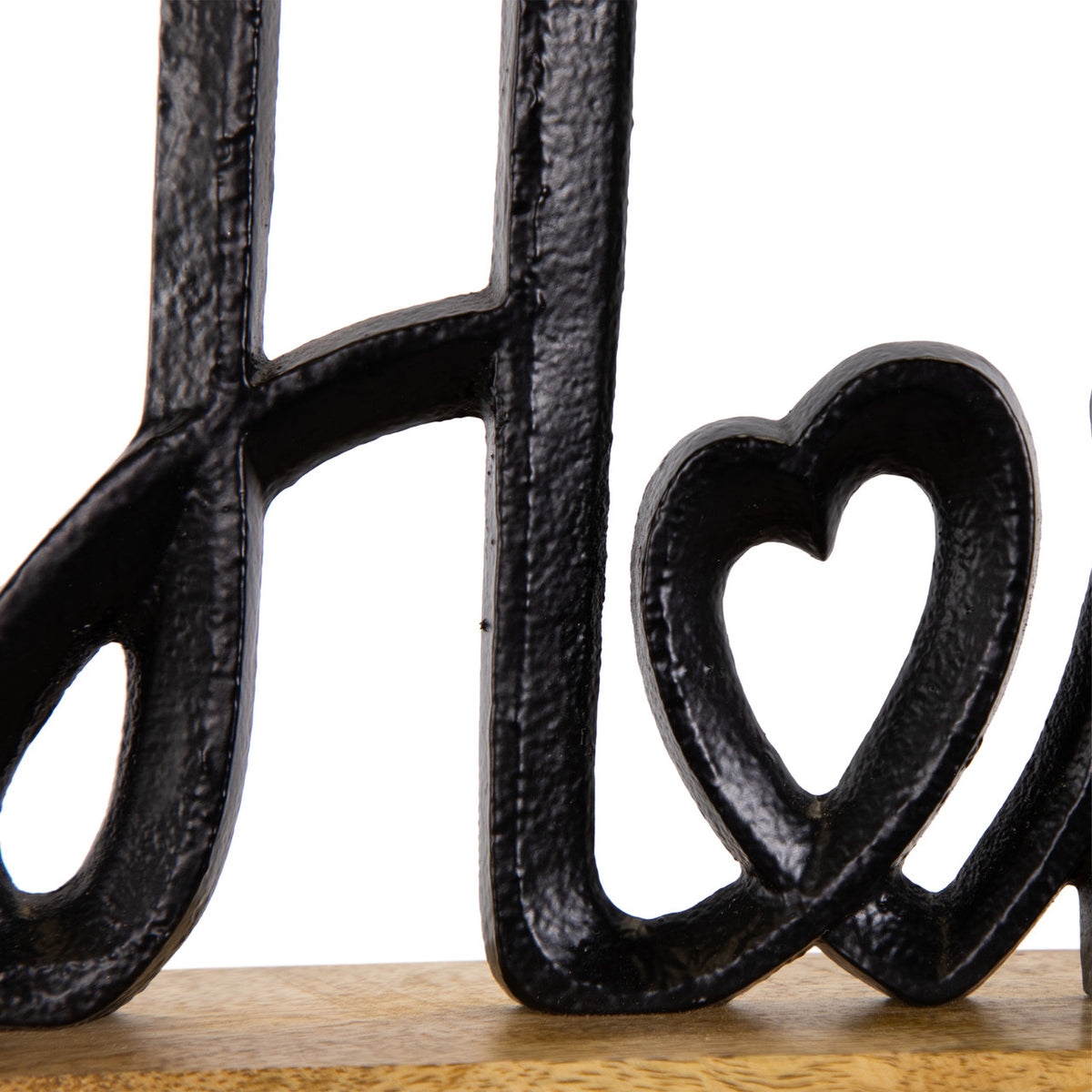 Metal Home with Heart Sign with Wooden Base