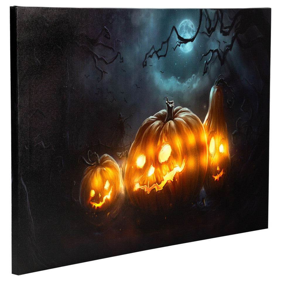 LED Lighted Jack-O&#39;-Lantern Wall Decor 23.5&quot; Halloween Canvas Art