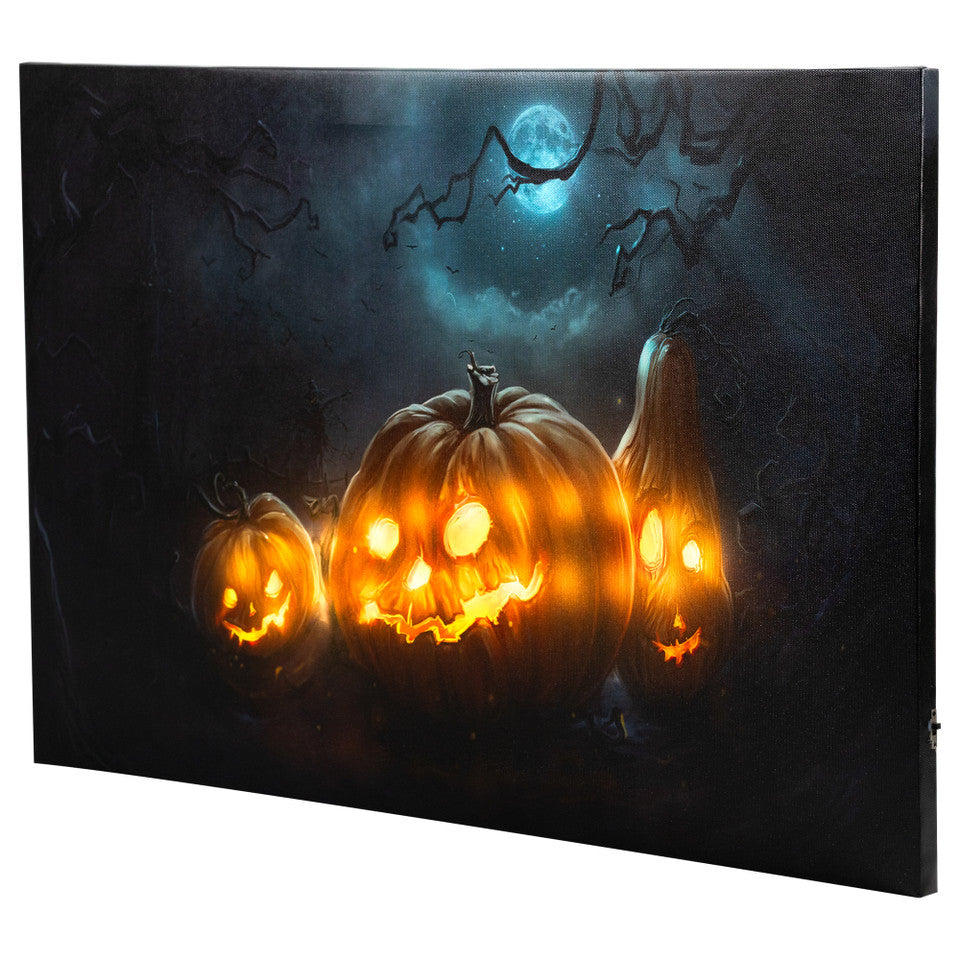LED Lighted Jack-O&#39;-Lantern Wall Decor 23.5&quot; Halloween Canvas Art