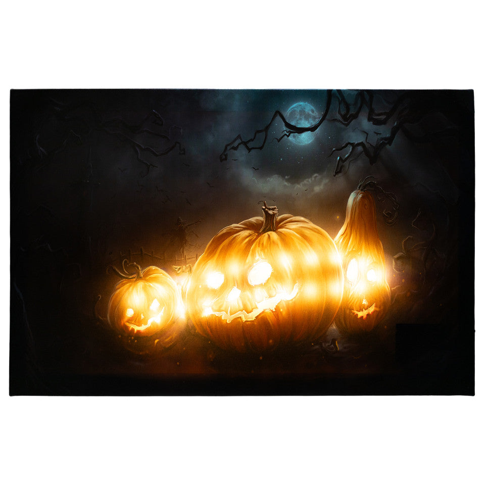 LED Lighted Jack-O&#39;-Lantern Wall Decor 23.5&quot; Halloween Canvas Art