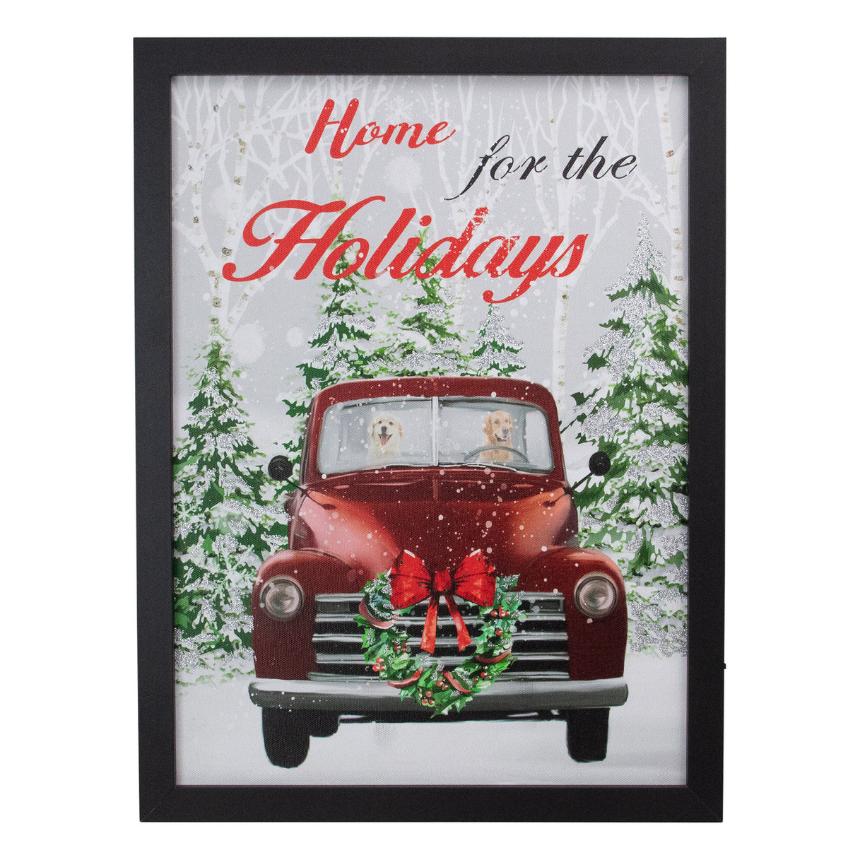 LED Lighted Framed Vintage Truck Christmas Wall Canvas