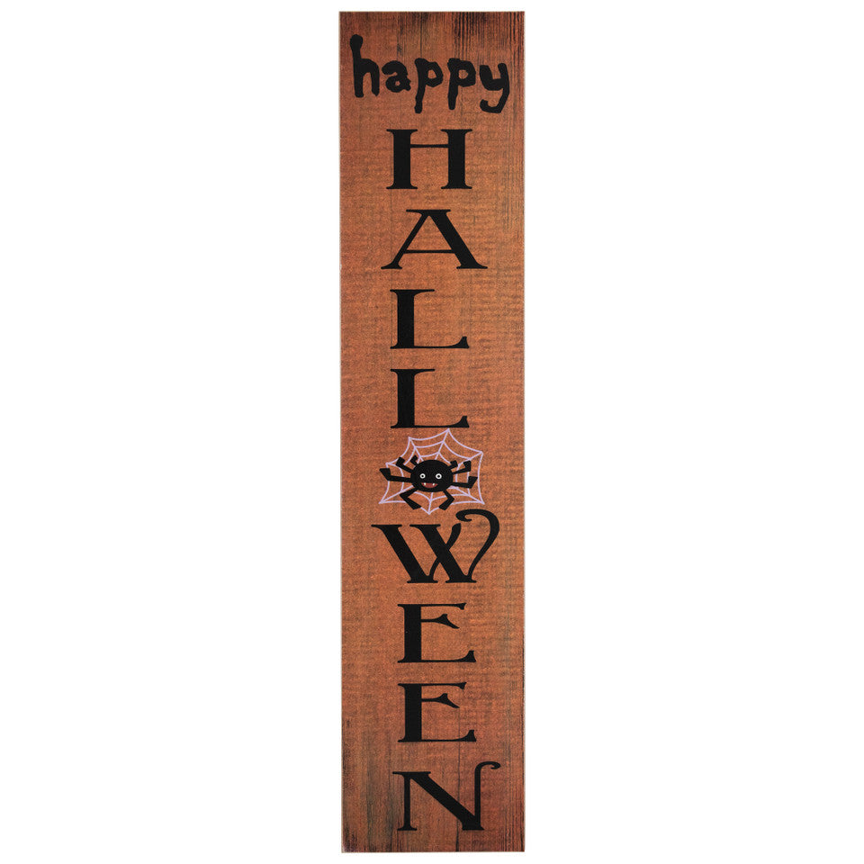 Outdoor Happy Halloween Wooden Board Sign 3-Foot Spooky Porch Decor with Spider Accent