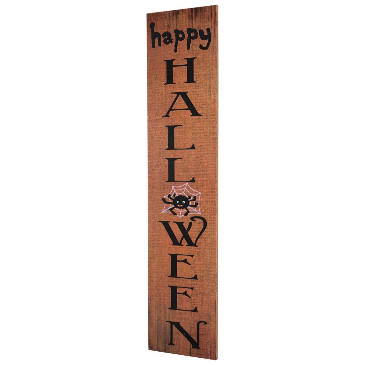 Outdoor Happy Halloween Wooden Board Sign 3-Foot Spooky Porch Decor with Spider Accent