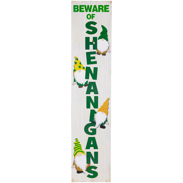 Beware of Shenanigans St. Patrick's Day Porch Board Sign Decoration 36"